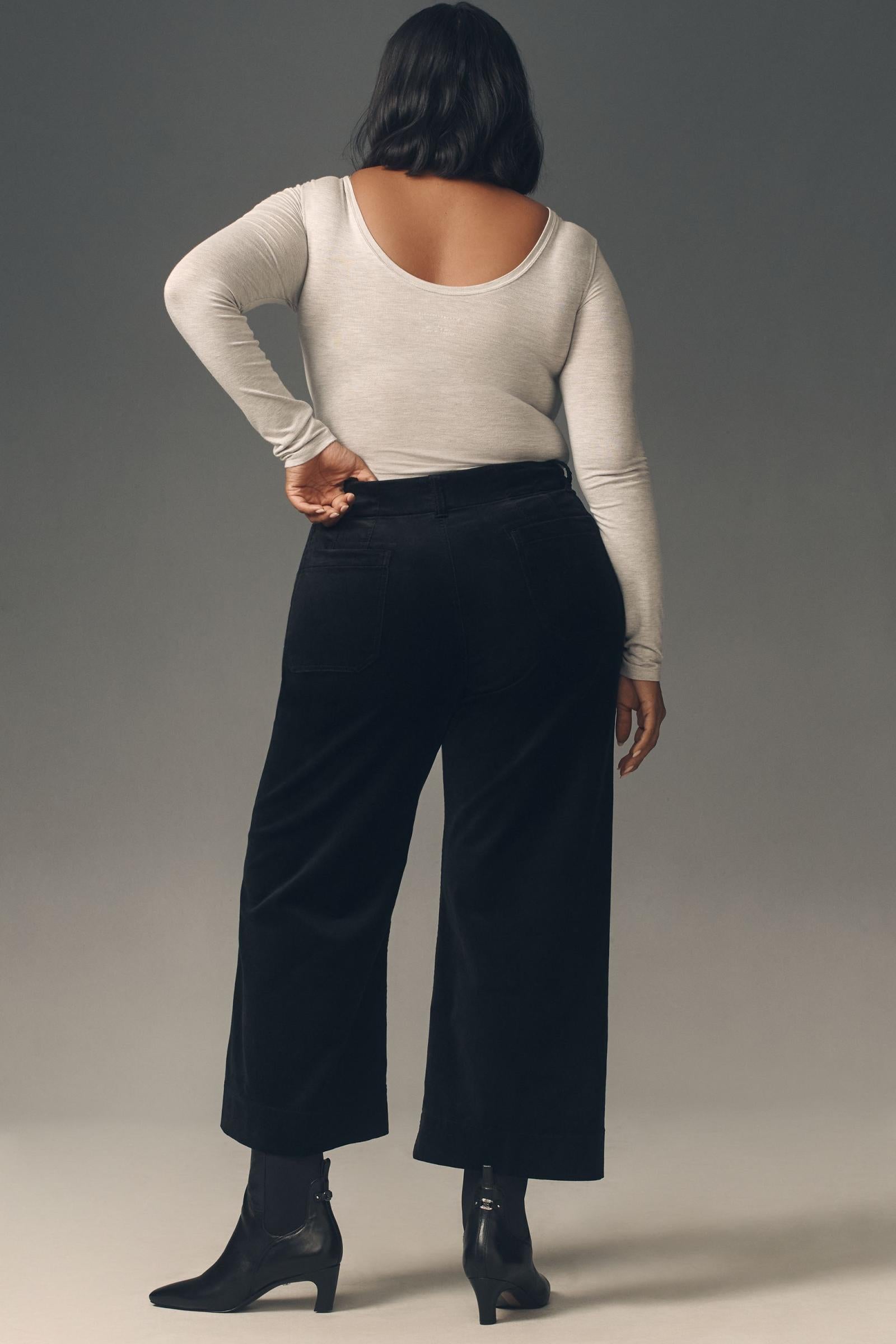 The Colette Cropped Wide-Leg Pants by Maeve: Velvet Edition