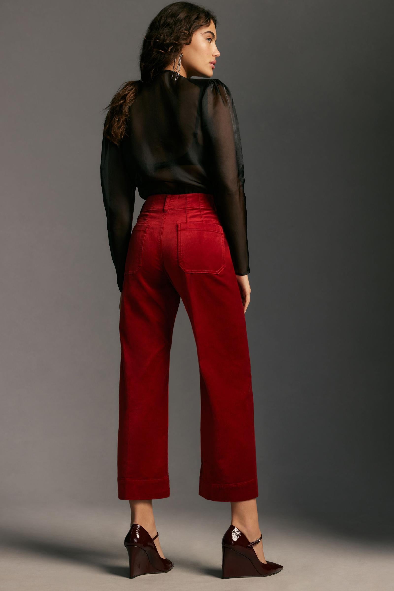 The Colette Cropped Wide-Leg Pants by Maeve: Velvet Edition