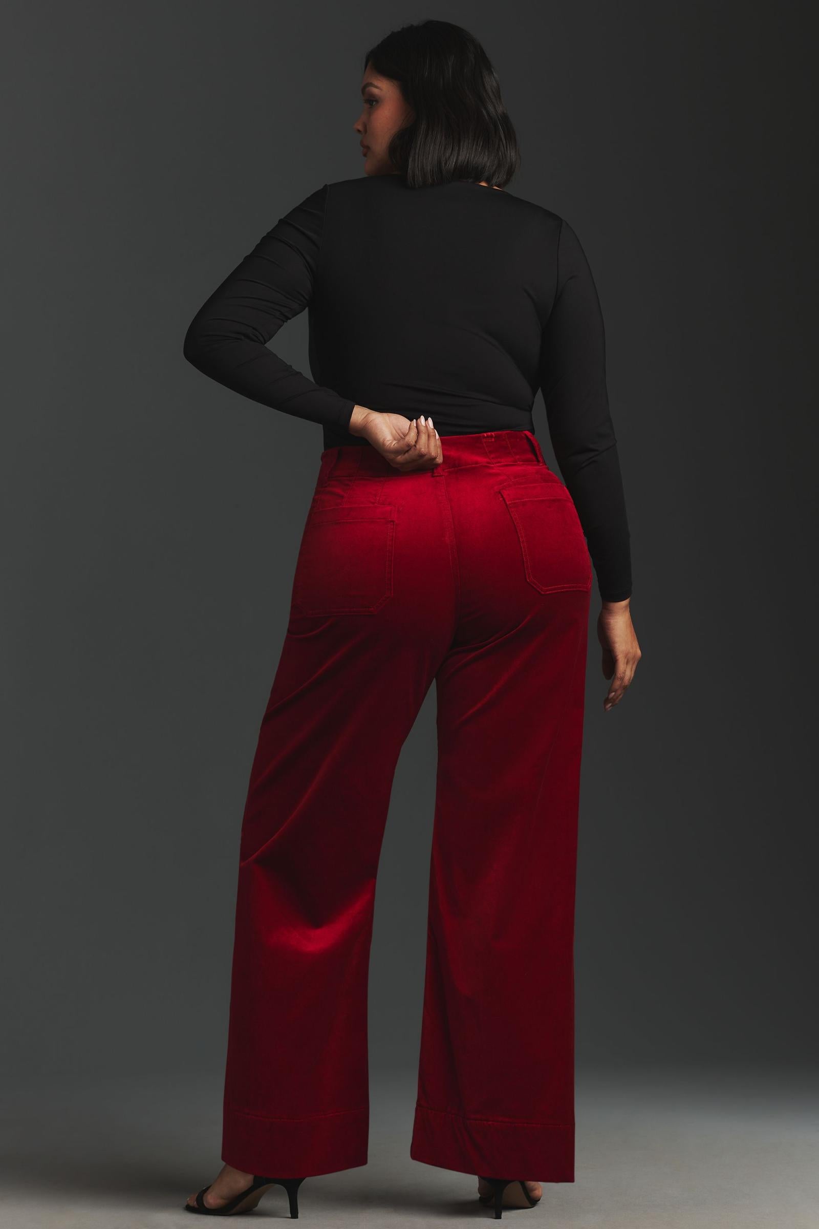 The Colette Cropped Wide-Leg Pants by Maeve: Velvet Edition