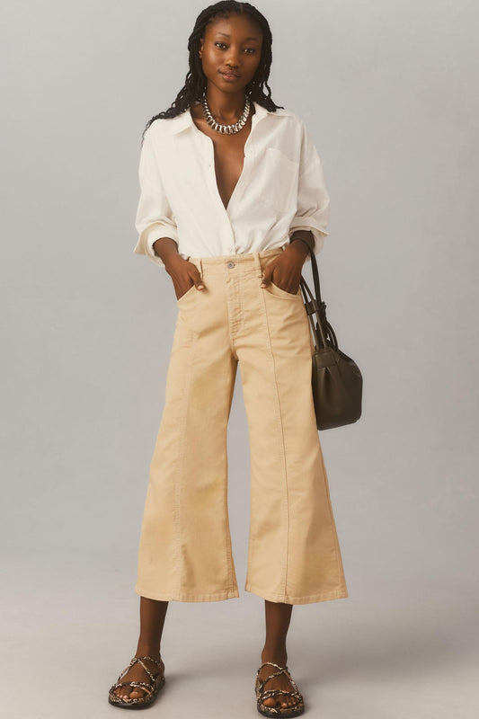 The Delaney Crop Clean-Seamed High-Rise Wide-Leg Jeans by Maeve