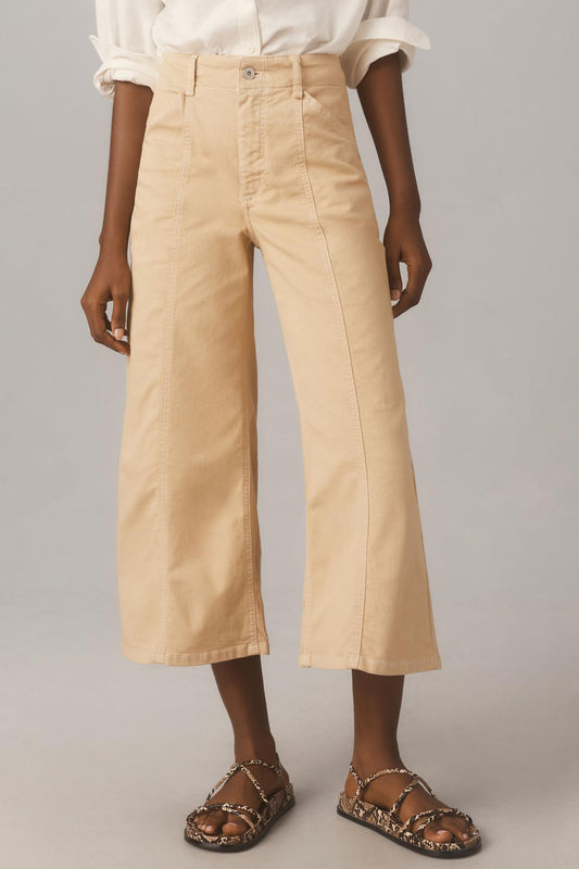 The Delaney Crop Clean-Seamed High-Rise Wide-Leg Jeans by Maeve