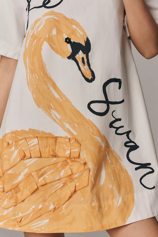 The Emmy Short-Sleeve Swing Mini Dress by Maeve: Graphic Edition