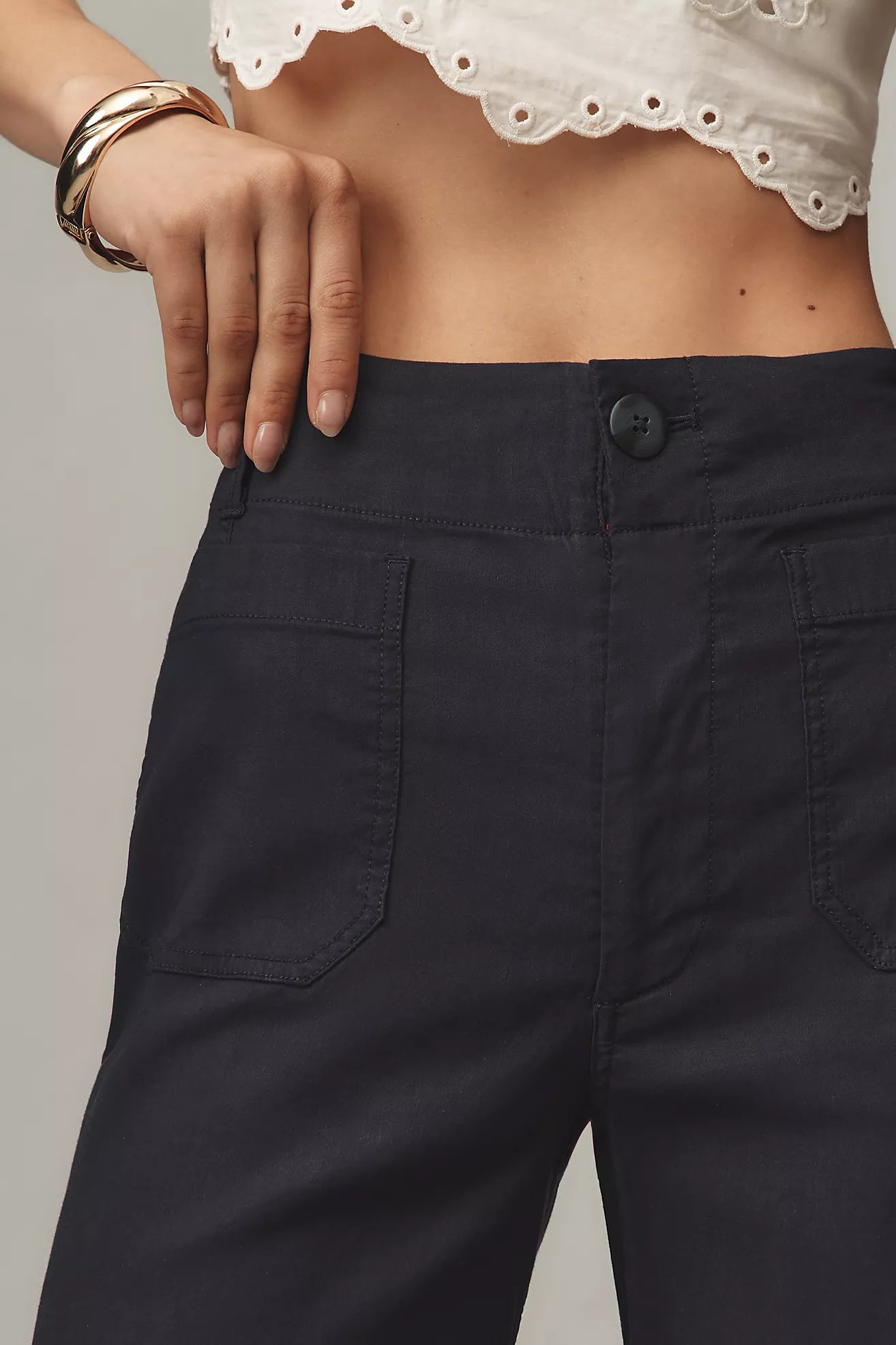 The Colette Embroidered Crop Wide-Leg Pants by Maeve