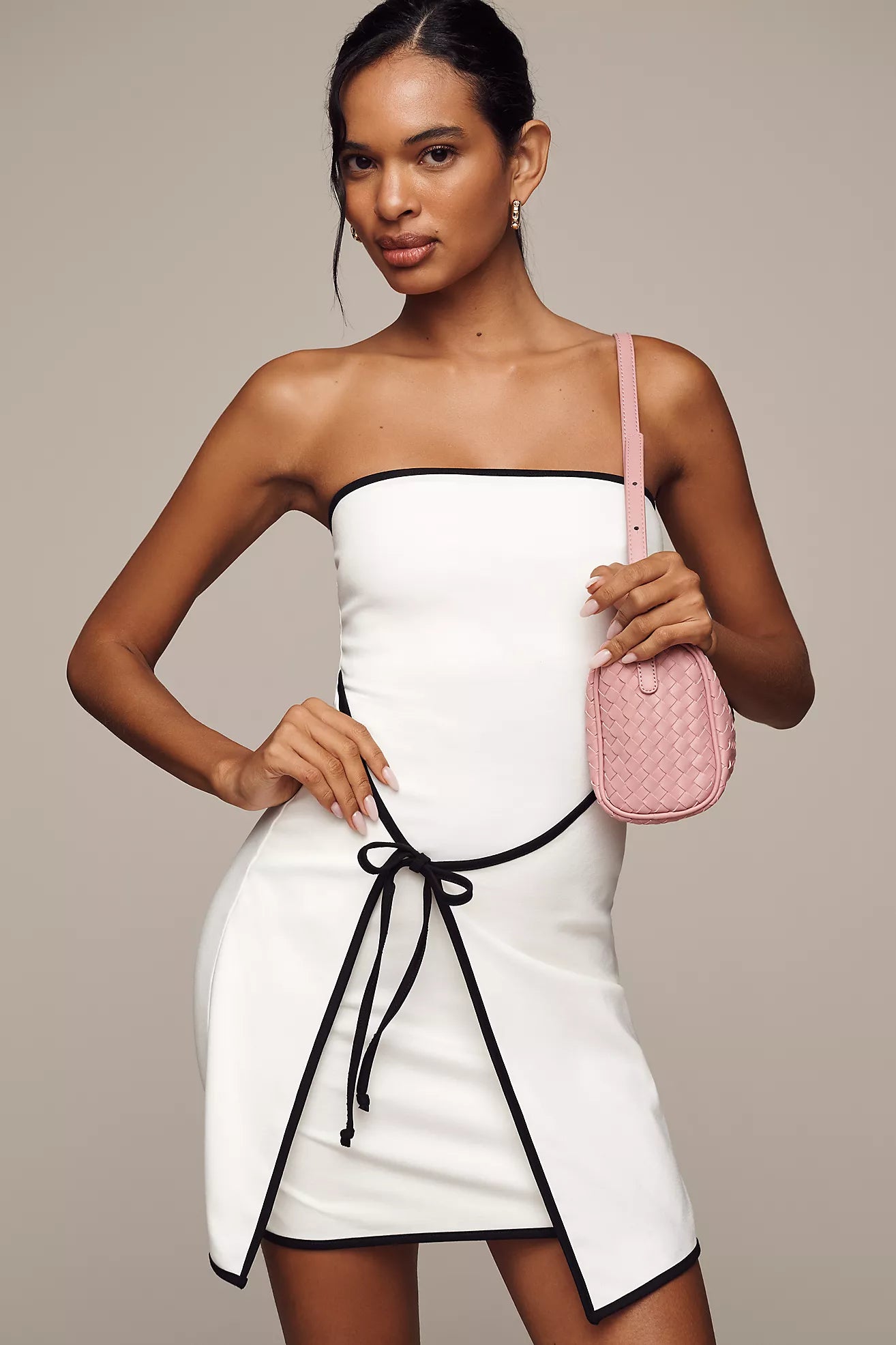 En Elly Strapless Wrap Shift Mini Dress