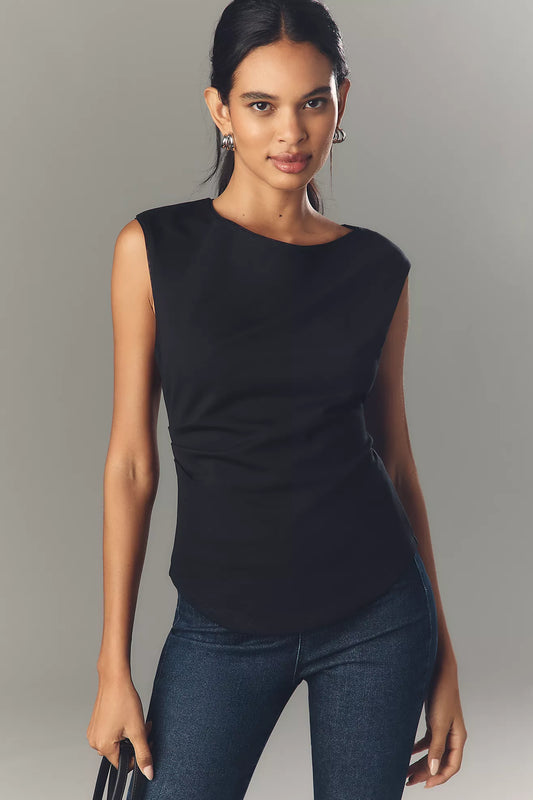 Maeve Short-Sleeve Structured Asymmetric Top
