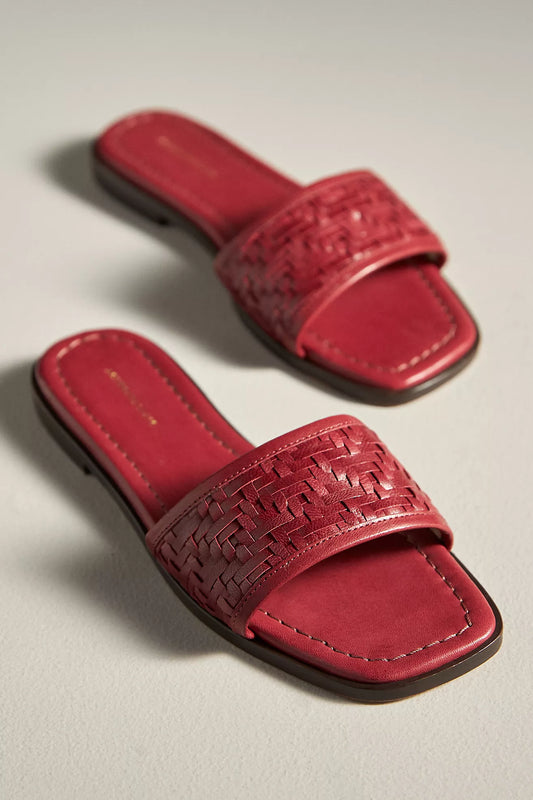 Woven Leather Slide Sandals