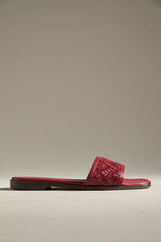 Woven Leather Slide Sandals
