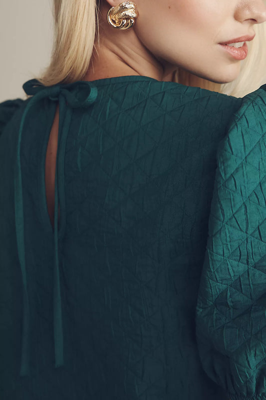 Maeve Puff-Sleeve Drop-Waist Mini Dress
