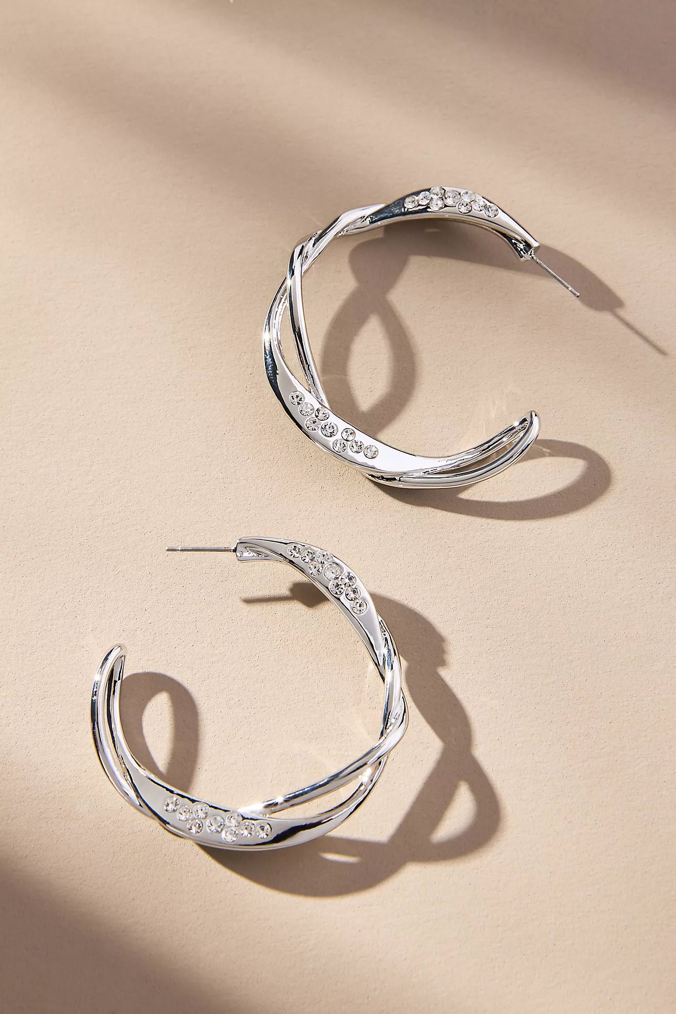 Twisted Crystal Hoop Earrings