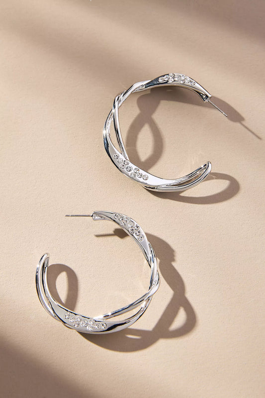 Twisted Crystal Hoop Earrings