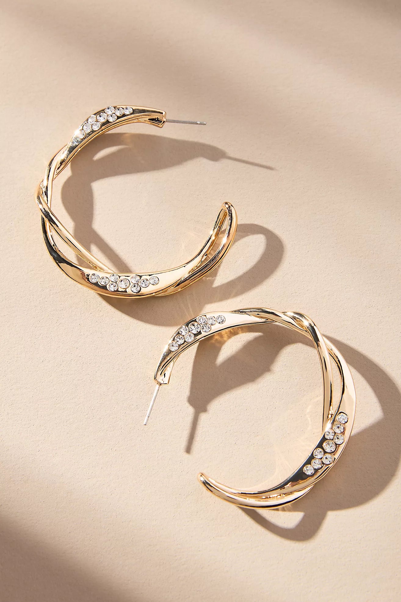 Twisted Crystal Hoop Earrings
