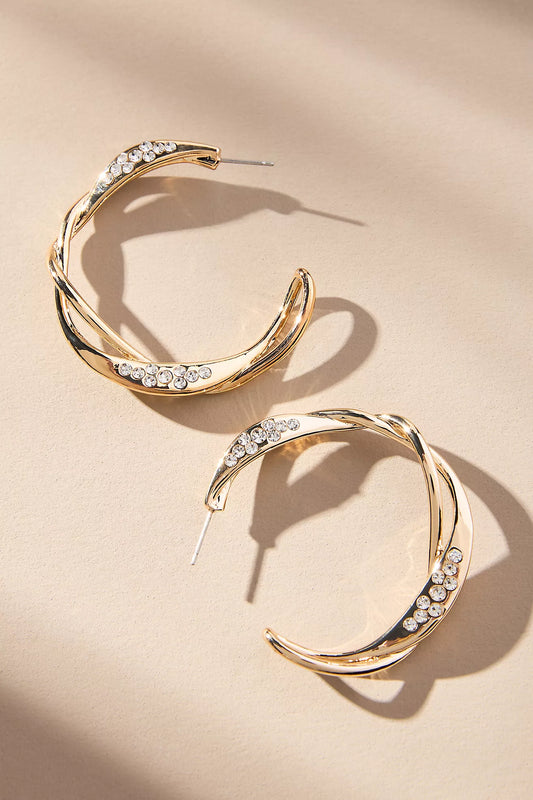 Twisted Crystal Hoop Earrings