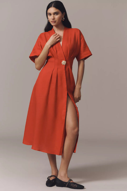 The Tobie Linen Shirt Dress by Exquise