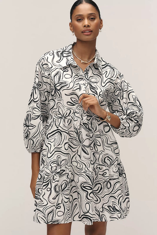 The Bettina Tiered Mini Shirt Dress