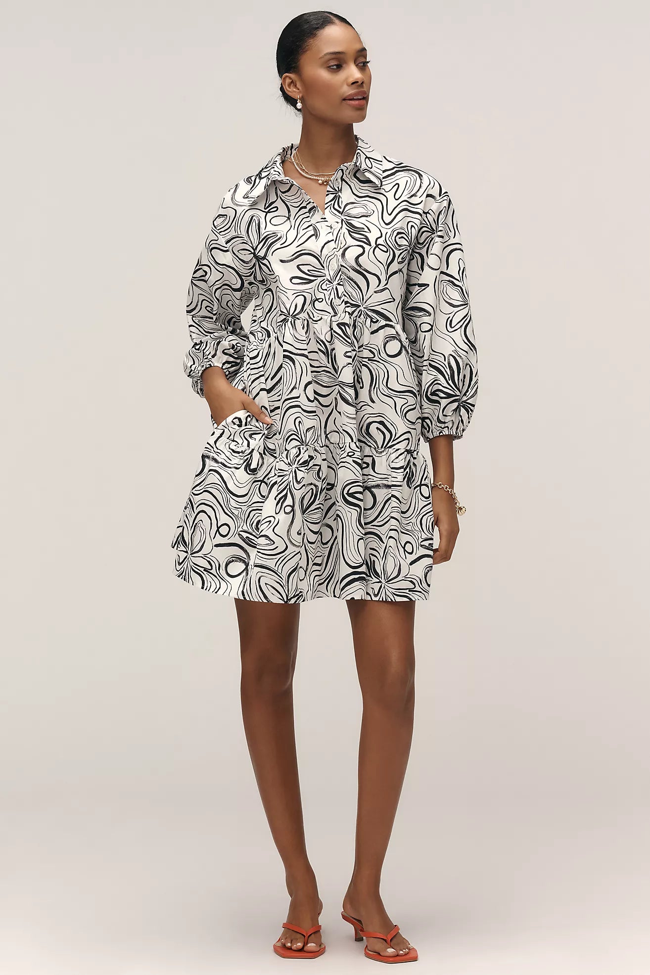 The Bettina Tiered Mini Shirt Dress