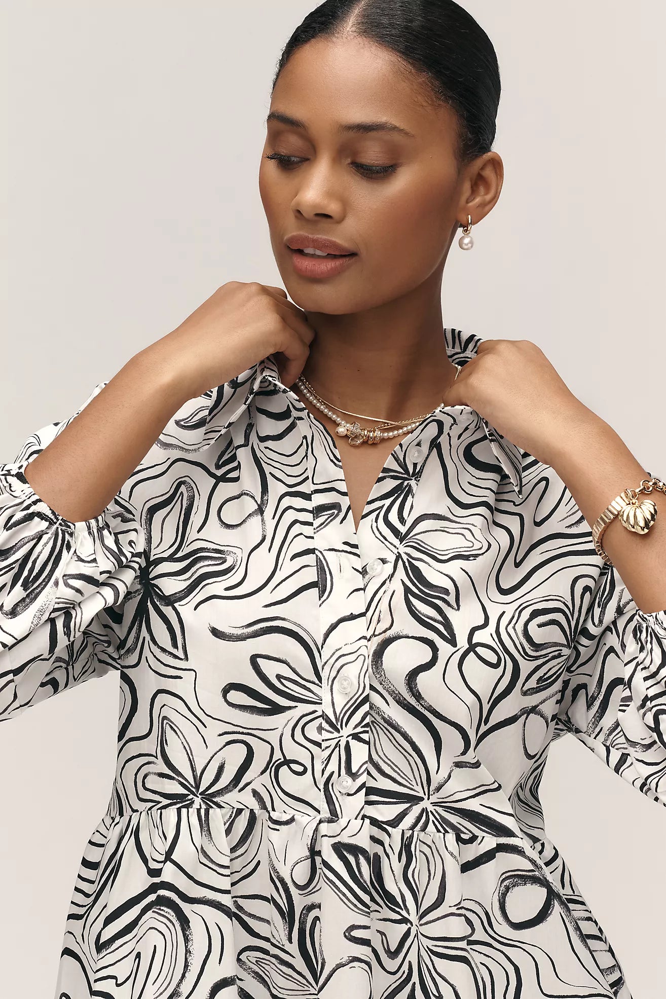 The Bettina Tiered Mini Shirt Dress