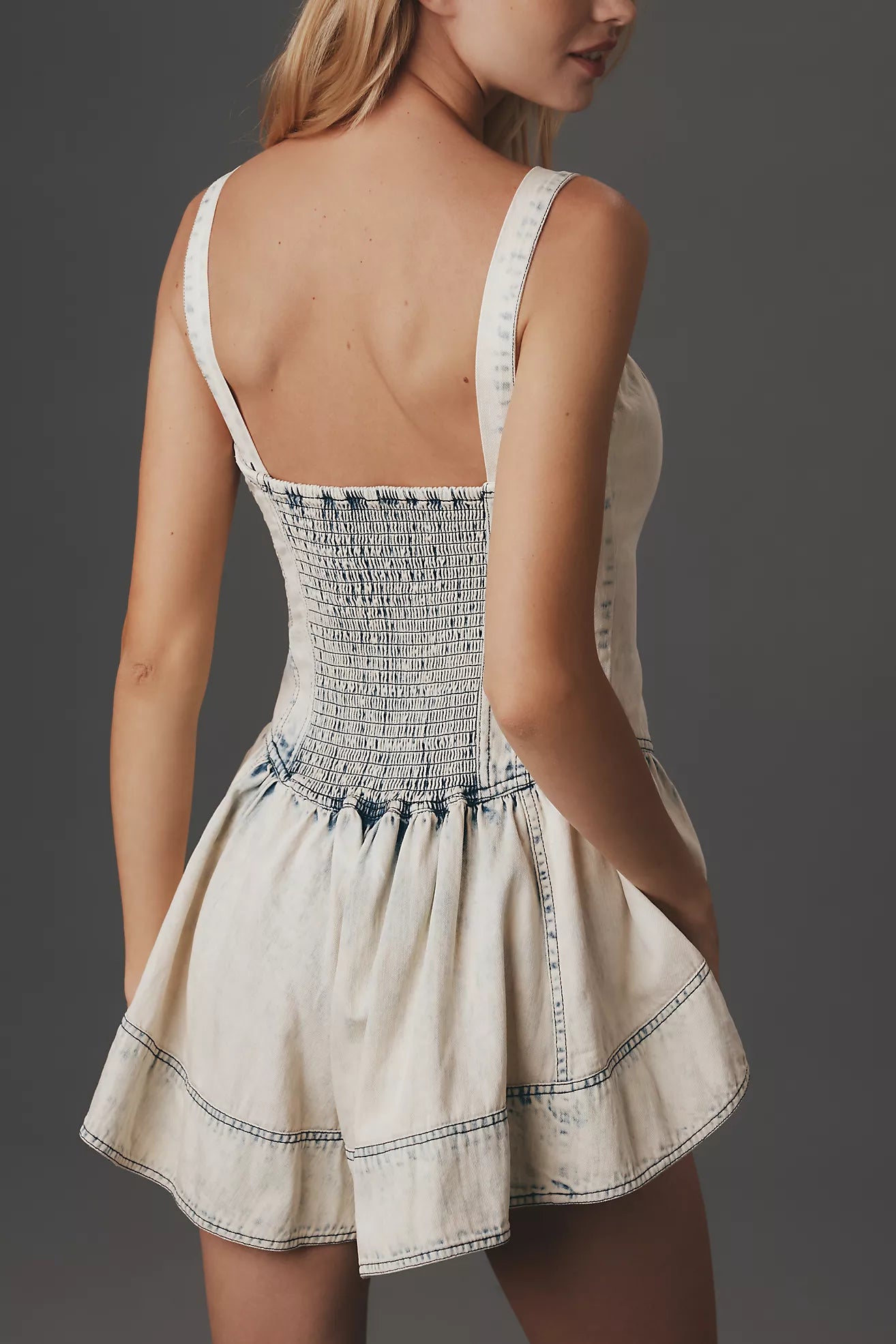 Pilcro Square-Neck Drop-Waist Romper