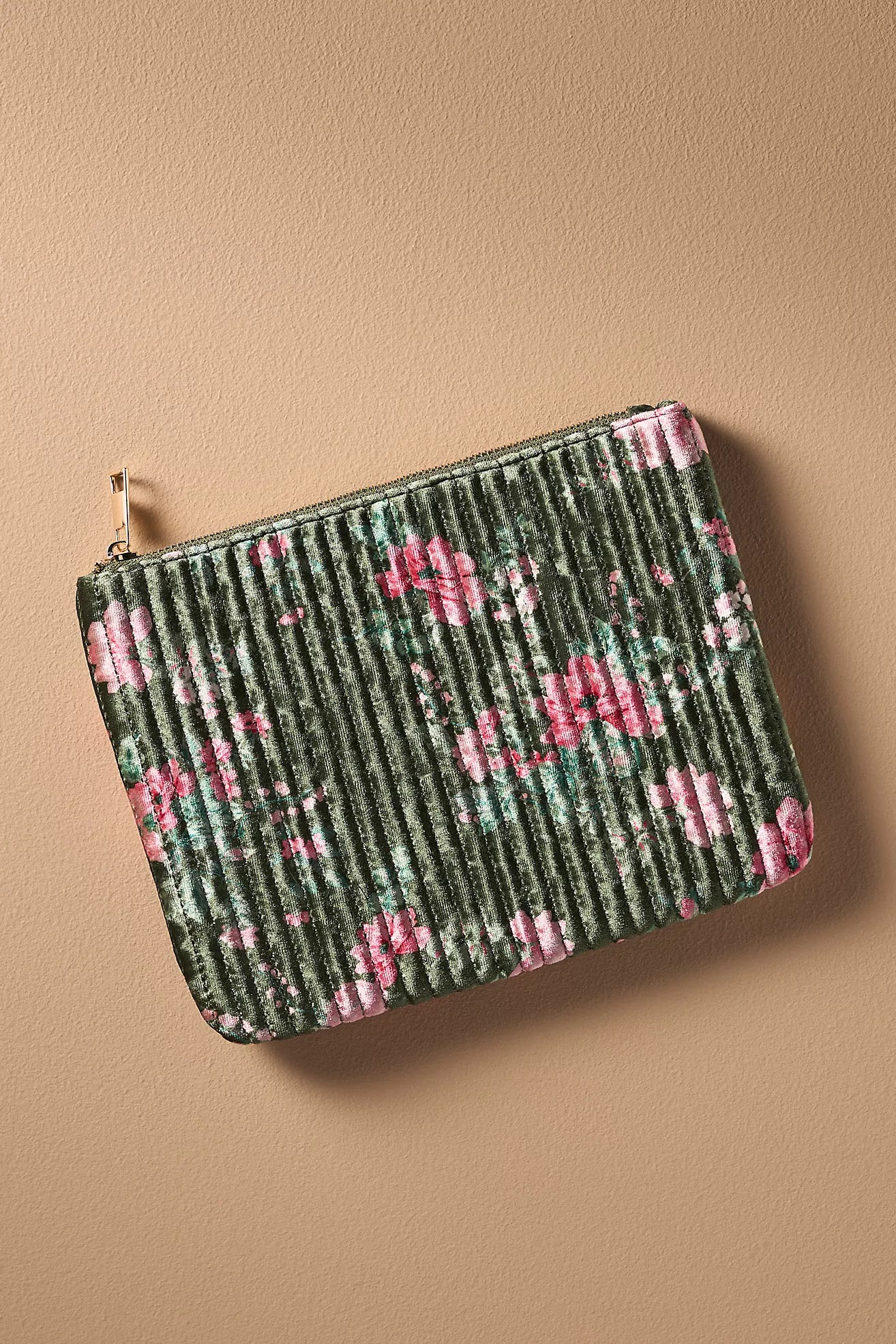 Quilted Velvet Flat Pouch