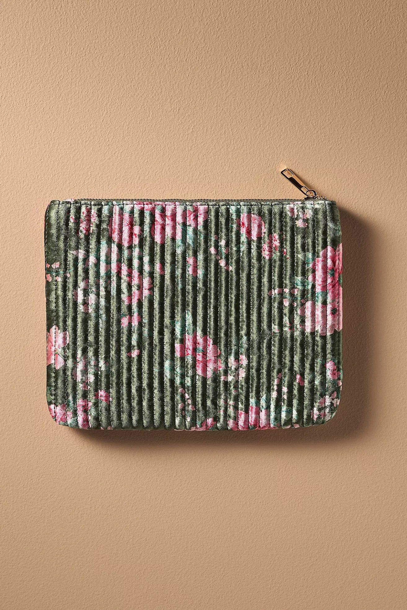 Quilted Velvet Flat Pouch