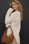 Load image into Gallery viewer, Maeve Crew-Neck Asymmetric Cable-Knit Sweater
