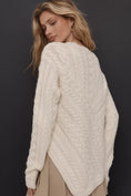 Load image into Gallery viewer, Maeve Crew-Neck Asymmetric Cable-Knit Sweater

