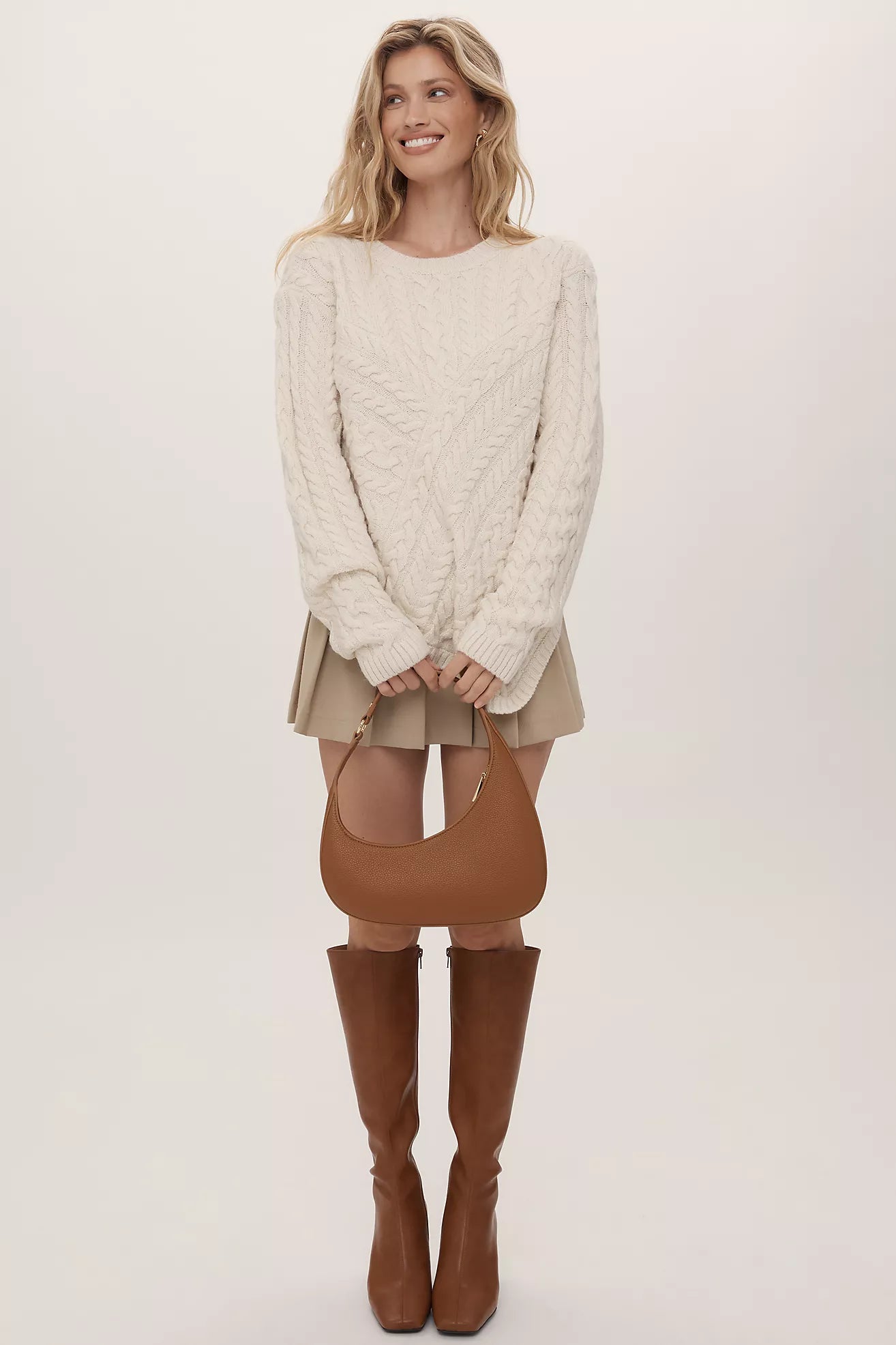 Maeve Crew-Neck Asymmetric Cable-Knit Sweater