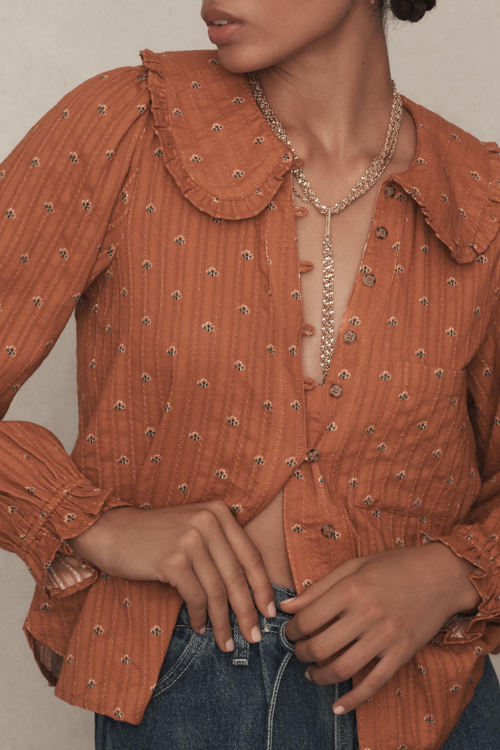 The Keira Collared Button-Front Blouse by Pilcro: Long-Sleeve Edition