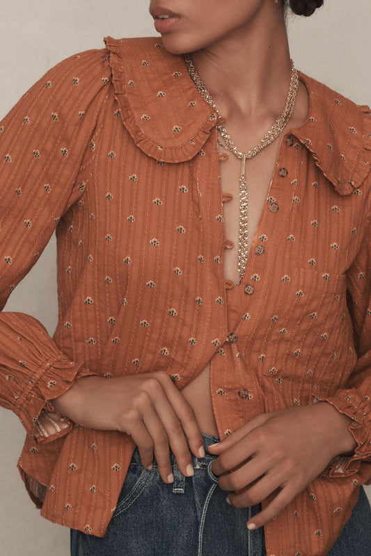 The Keira Collared Button-Front Blouse by Pilcro: Long-Sleeve Edition