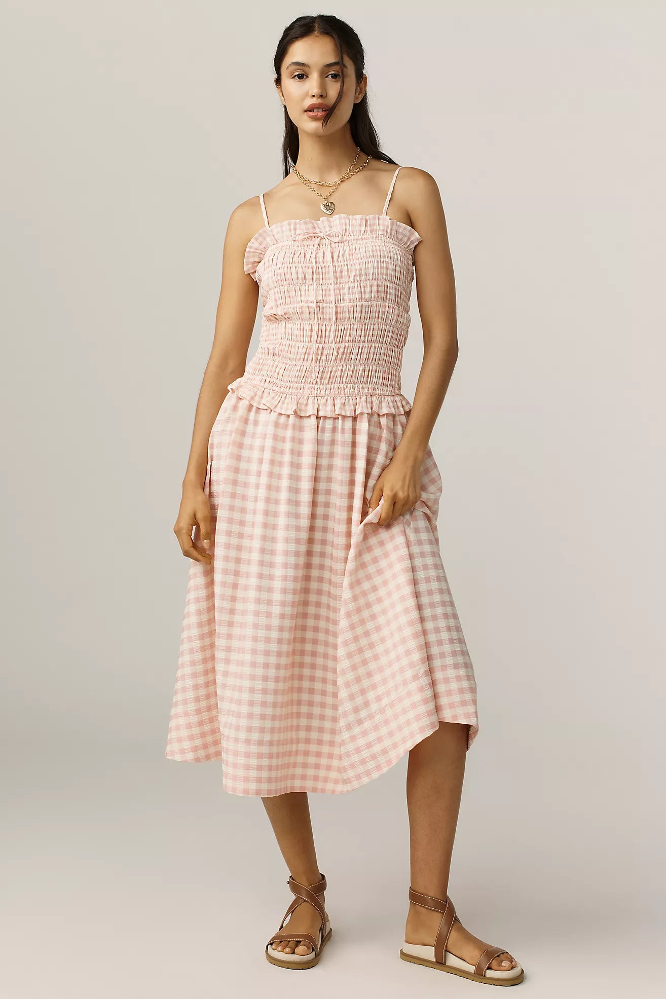 For Love & Lemons Petal Smocked Midi Dress