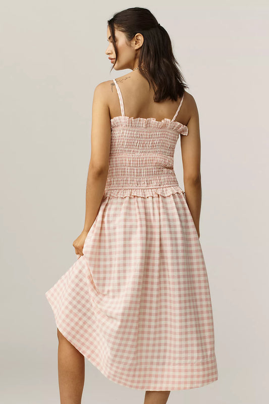 For Love & Lemons Petal Smocked Midi Dress