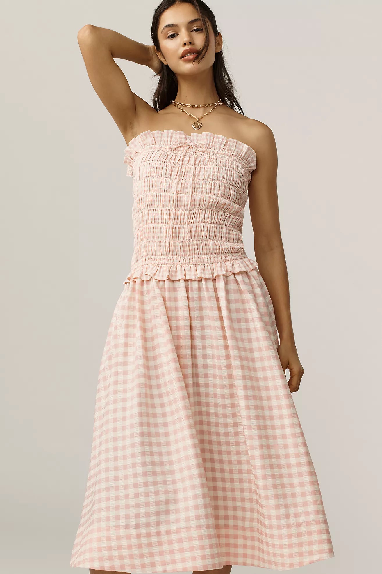 For Love & Lemons Petal Smocked Midi Dress