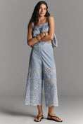 Load image into Gallery viewer, Maeve Eyelet-Stripe Wide-Leg Pants
