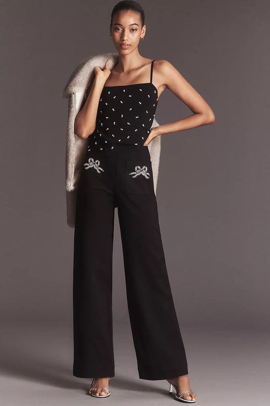 The Colette Full-Length Embroidered Pocket Pants by Maeve