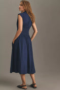 Load image into Gallery viewer, The Tommie Cap-Sleeve Smocked Front-Zip Midi Shirt Dress
