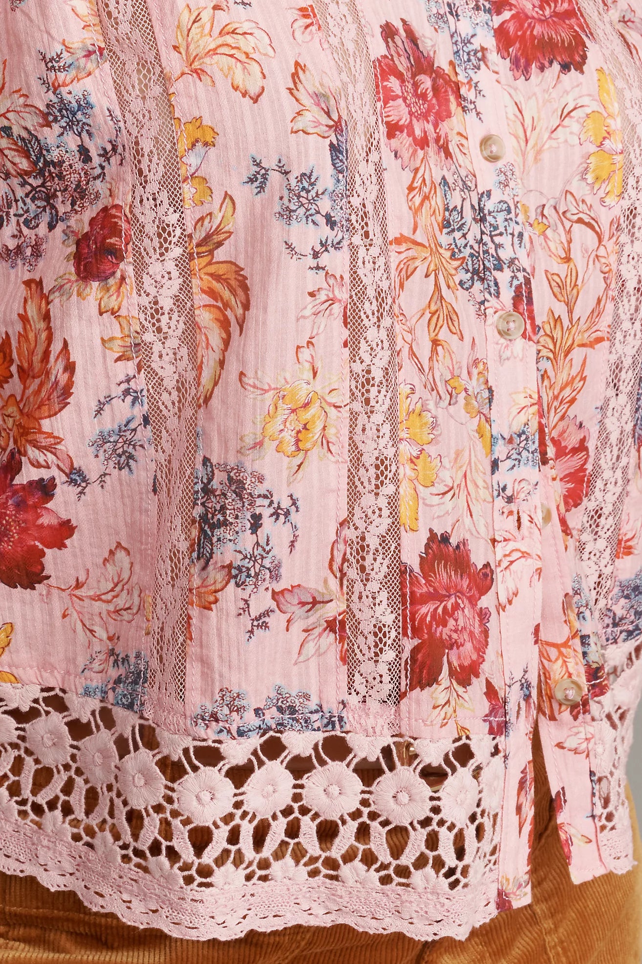 Pilcro Boxy Lace Buttondown Shirt