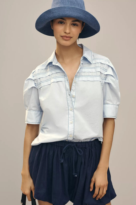 Pilcro Short-Sleeve Reworked Buttondown Shirt