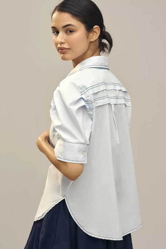 Pilcro Short-Sleeve Reworked Buttondown Shirt