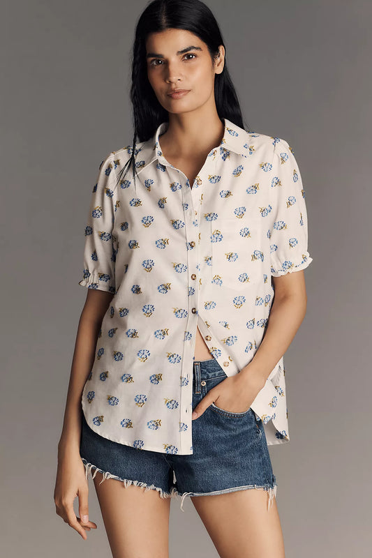 The Aly Puff-Sleeve Blouse by Pilcro