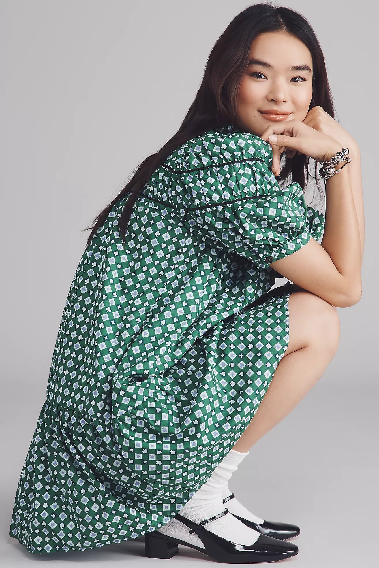 The Leandra Shirred Yoke Mini Dress by Maeve