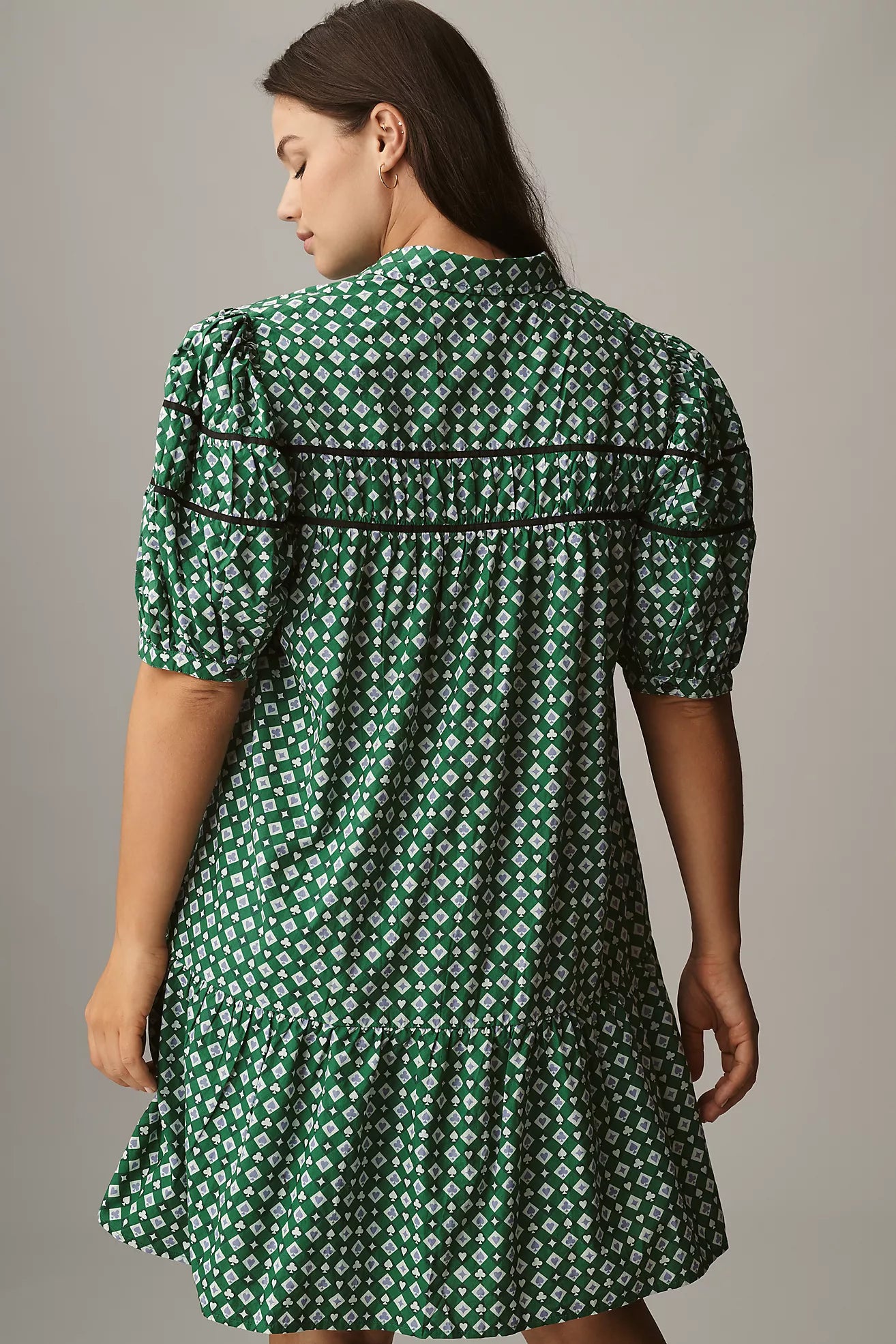 The Leandra Shirred Yoke Mini Dress by Maeve