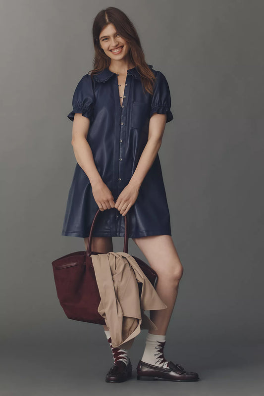The Keira Faux-Leather Mini Dress by Pilcro