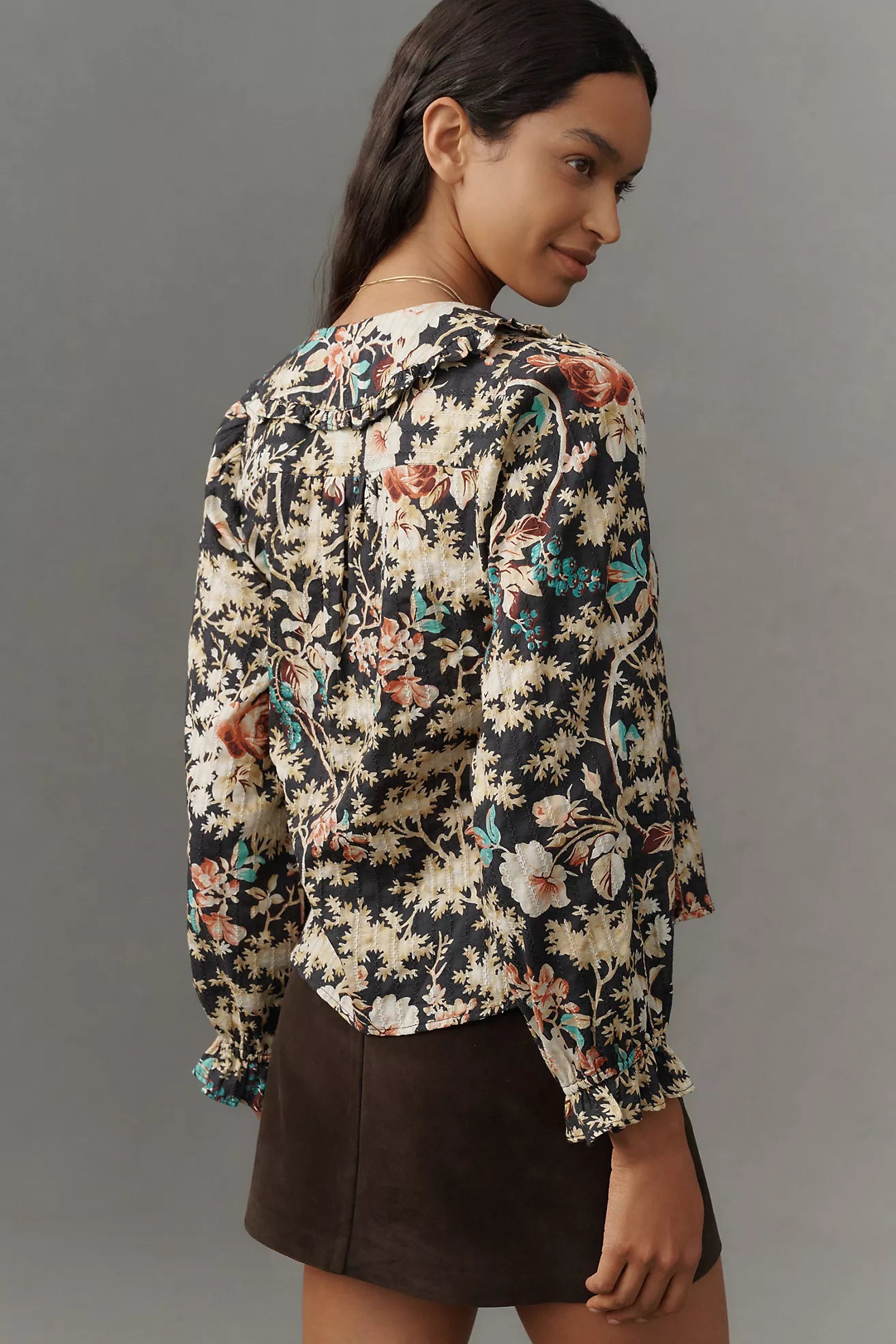 The Keira Collared Button-Front Blouse by Pilcro: Long-Sleeve Edition