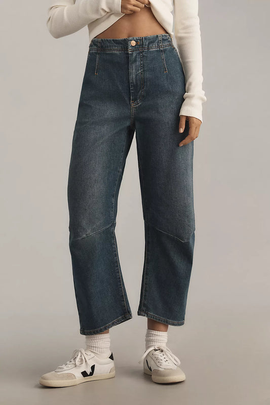 The Leni Mid-Rise Tapered Barrel Jeans by Pilcro