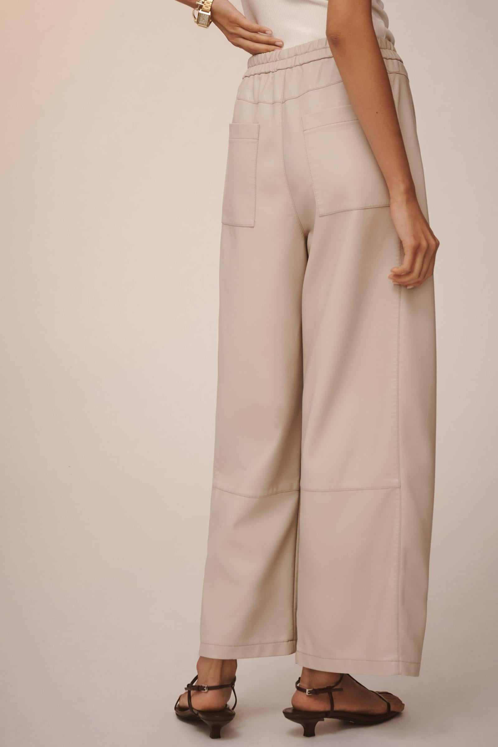 The Izzie Relaxed Pull-On Barrel Trousers by Pilcro: Faux Leather Edition
