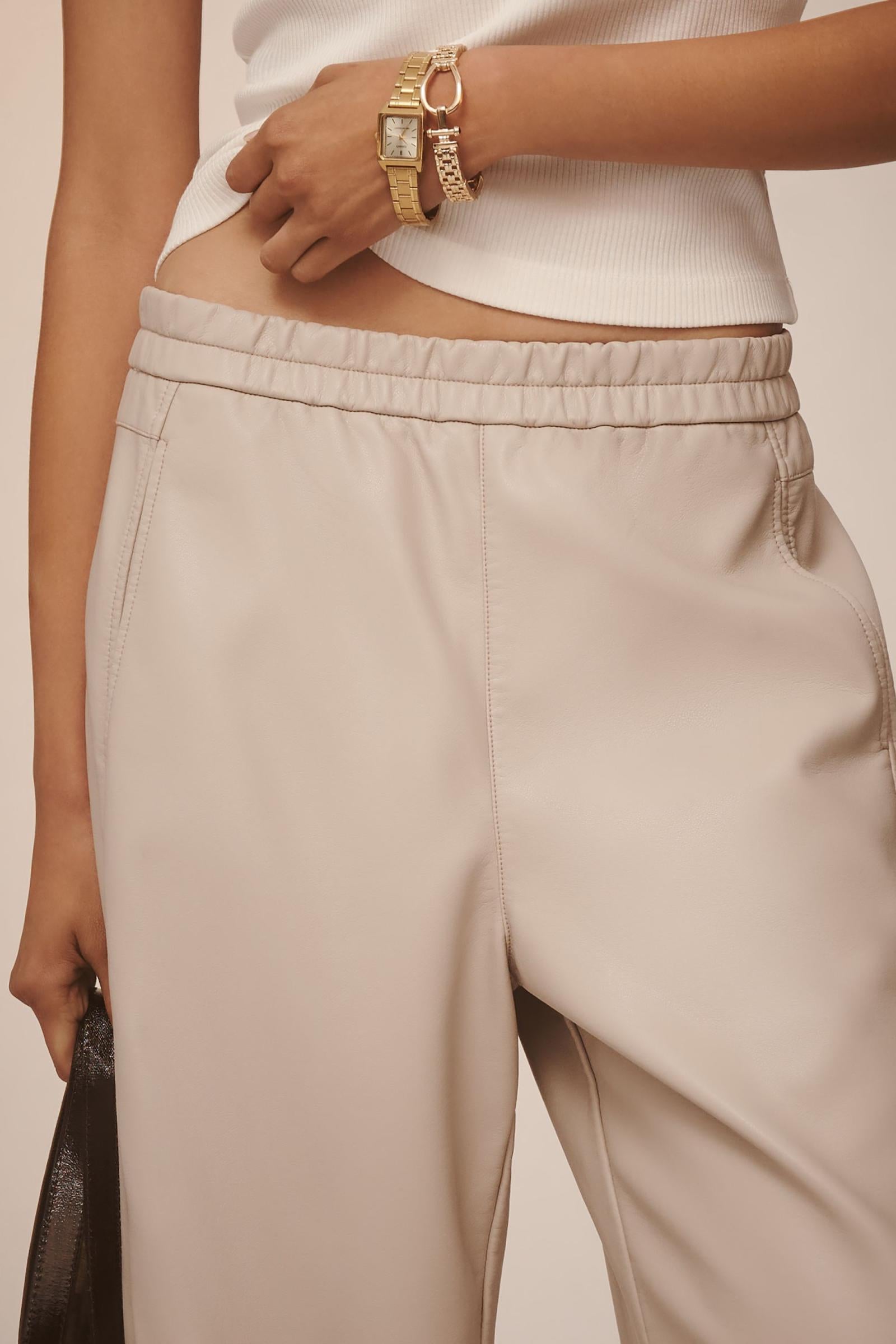 The Izzie Relaxed Pull-On Barrel Trousers by Pilcro: Faux Leather Edition