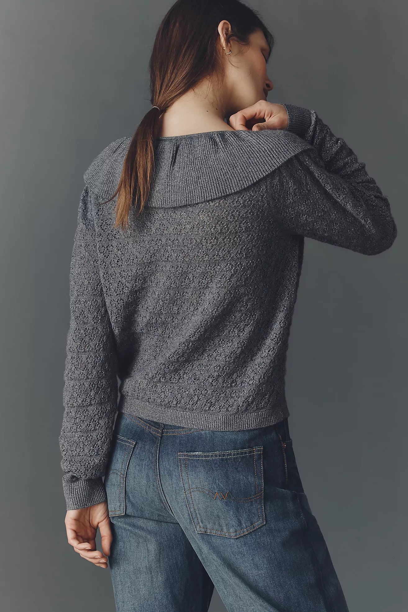 Maeve Pointelle Wool-Blend Cardigan Sweater
