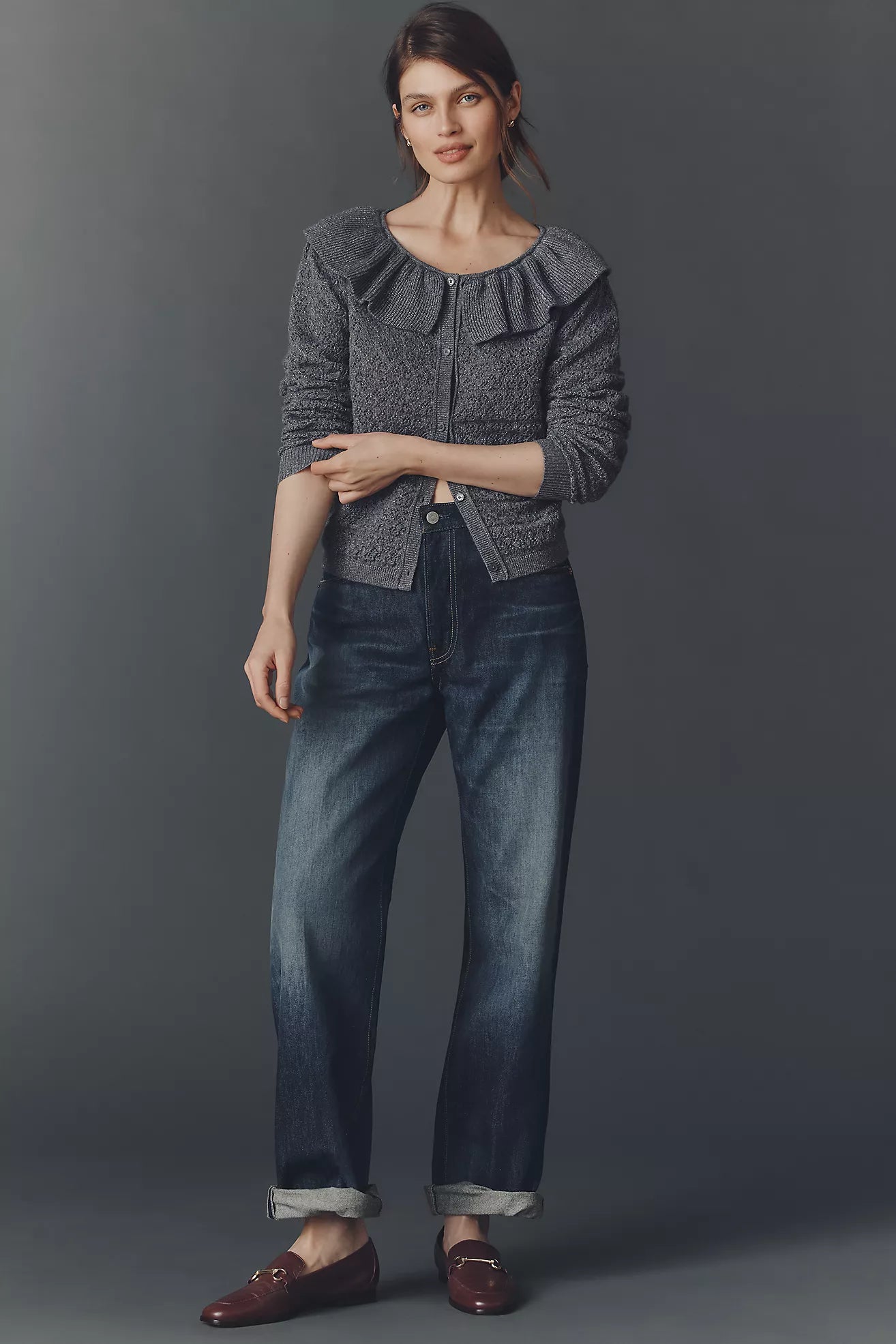 Maeve Pointelle Wool-Blend Cardigan Sweater