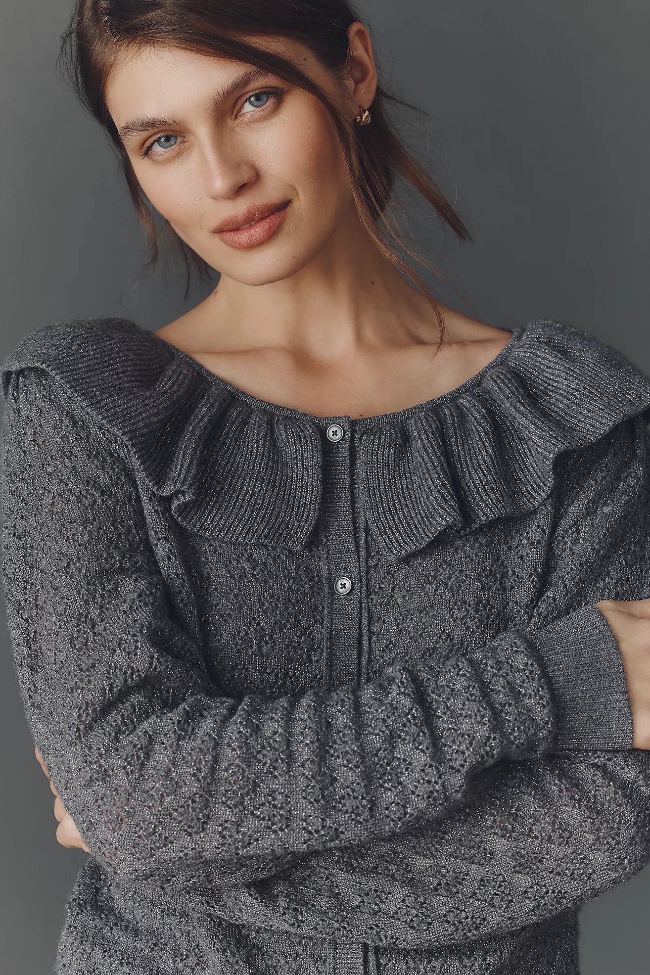 Maeve Pointelle Wool-Blend Cardigan Sweater