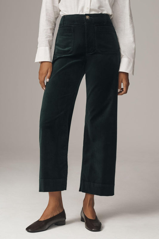 The Colette Cropped Wide-Leg Pants by Maeve: Velvet Edition