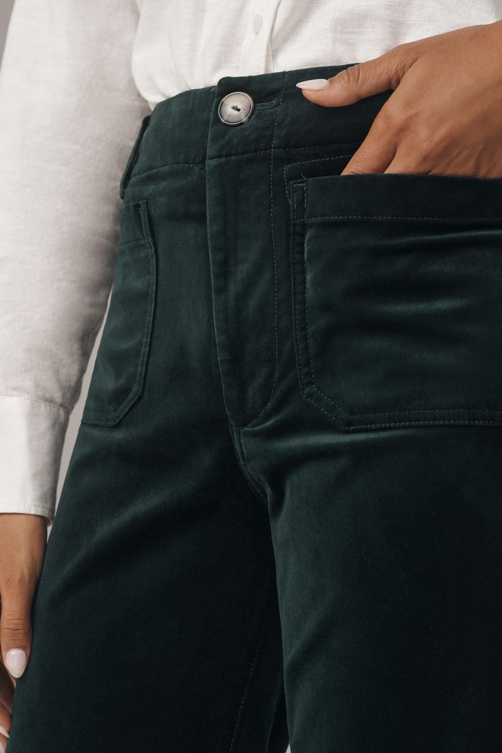 The Colette Cropped Wide-Leg Pants by Maeve: Velvet Edition